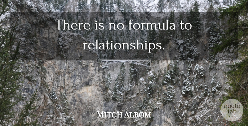 Mitch Albom Quote About Formulas: There Is No Formula To...