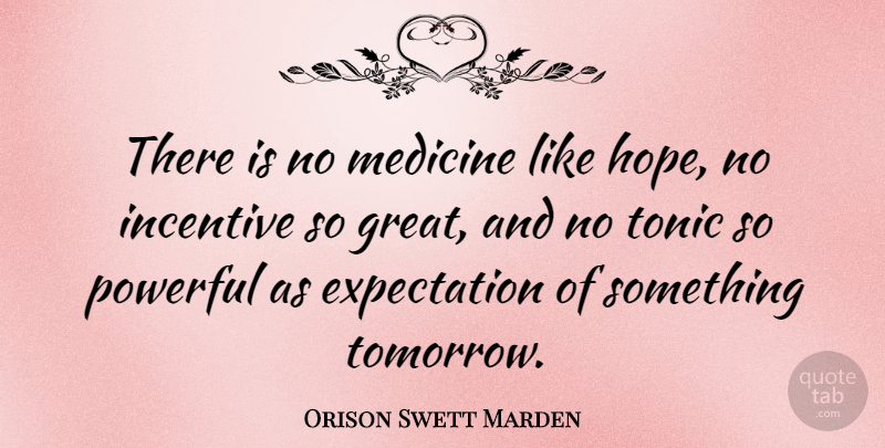 Orison Swett Marden Quote About Hope, Powerful, Get Well Soon: There Is No Medicine Like...