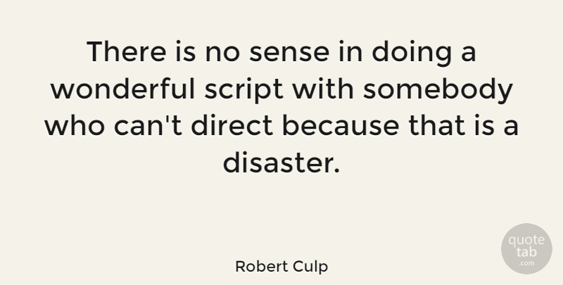 Robert Culp Quote About Scripts, Wonderful, Disaster: There Is No Sense In...