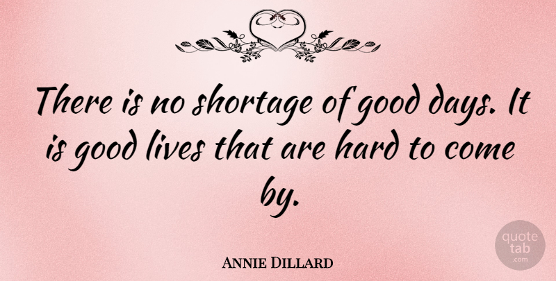 Annie Dillard Quote About Inspirational, Good Life, Good Day: There Is No Shortage Of...