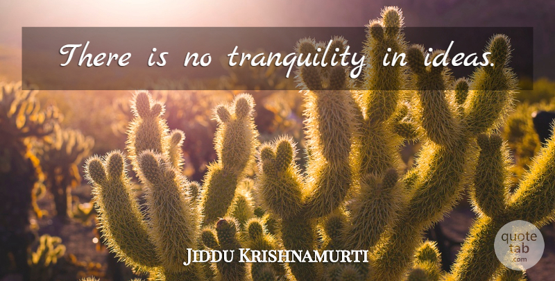 Jiddu Krishnamurti Quote About Thinking, Ideas, Tranquility: There Is No Tranquility In...