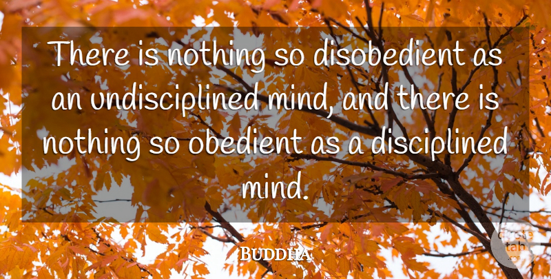 Buddha Quote About Discipline, Obedient: There Is Nothing So Disobedient...