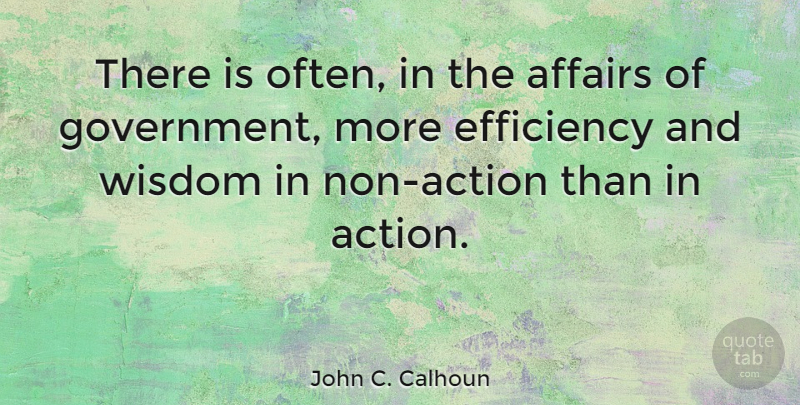 John C. Calhoun Quote About Affairs, Efficiency, Government, Wisdom: There Is Often In The...