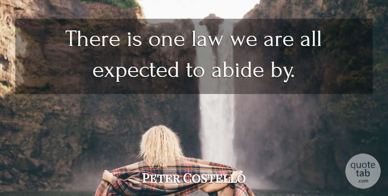 Peter Costello Quote About Abide, Expected, Law: There Is One Law We...