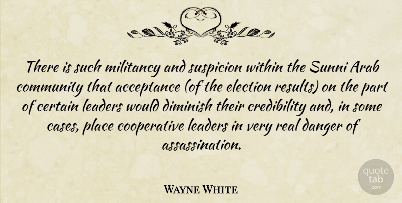 Wayne White Quote About Acceptance, Arab, Certain, Community, Danger: There Is Such Militancy And...
