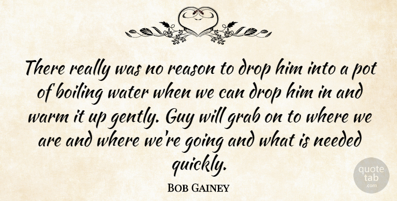 Bob Gainey Quote About Boiling, Drop, Grab, Guy, Needed: There Really Was No Reason...