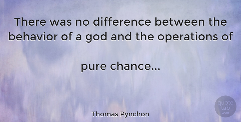 Thomas Pynchon Quote About Differences, Chance, Behavior: There Was No Difference Between...