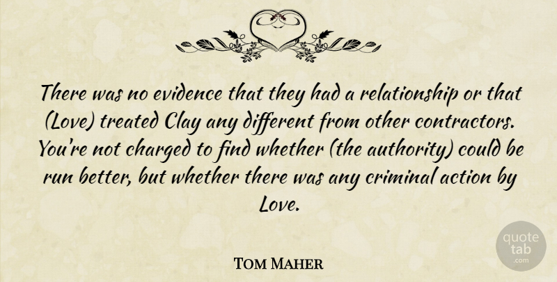 Tom Maher Quote About Action, Charged, Clay, Criminal, Evidence: There Was No Evidence That...