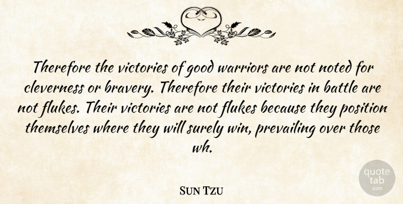 Sun Tzu Quote About Warrior, Winning, Bravery: Therefore The Victories Of Good...