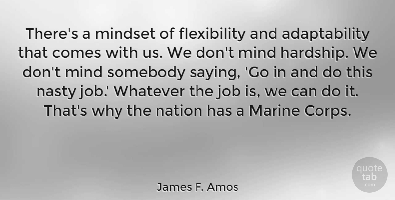 James F. Amos Quote About Jobs, Marine, Mind: Theres A Mindset Of Flexibility...