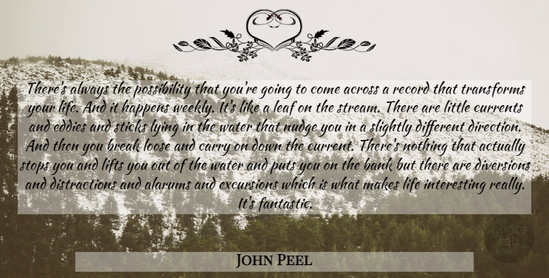 John Peel Quote About Lying, Water, Interesting: Theres Always The Possibility That...