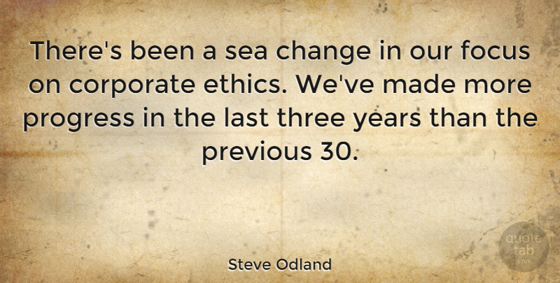 Steve Odland Quote About Years, Sea, Focus: Theres Been A Sea Change...