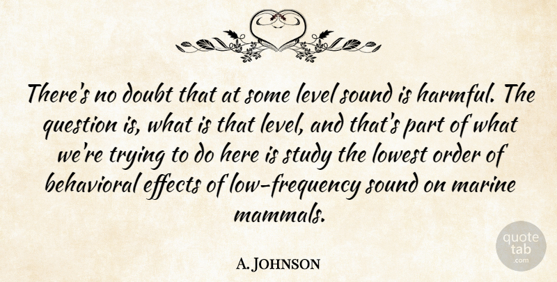 A. Johnson Quote About Behavioral, Doubt, Effects, Level, Lowest: Theres No Doubt That At...