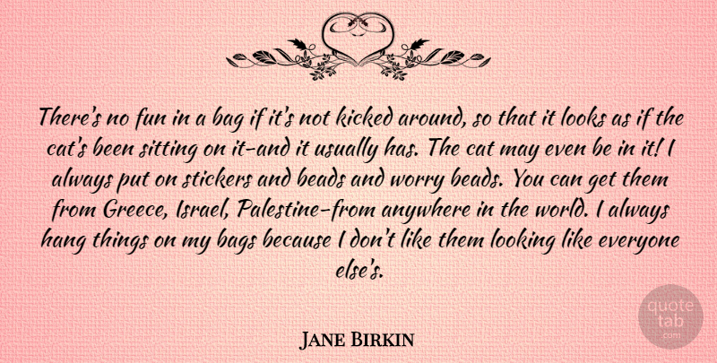 Jane Birkin Quote About Fun, Cat, Israel: Theres No Fun In A...