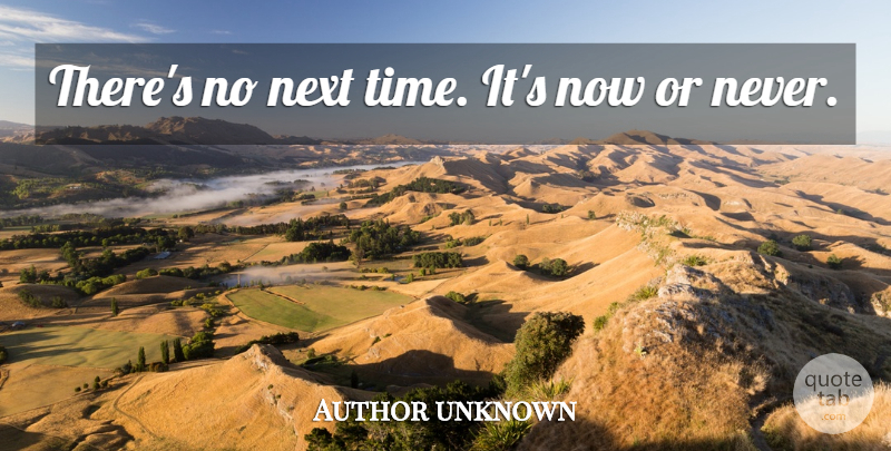 Author unknown Quote About Next: Theres No Next Time Its...