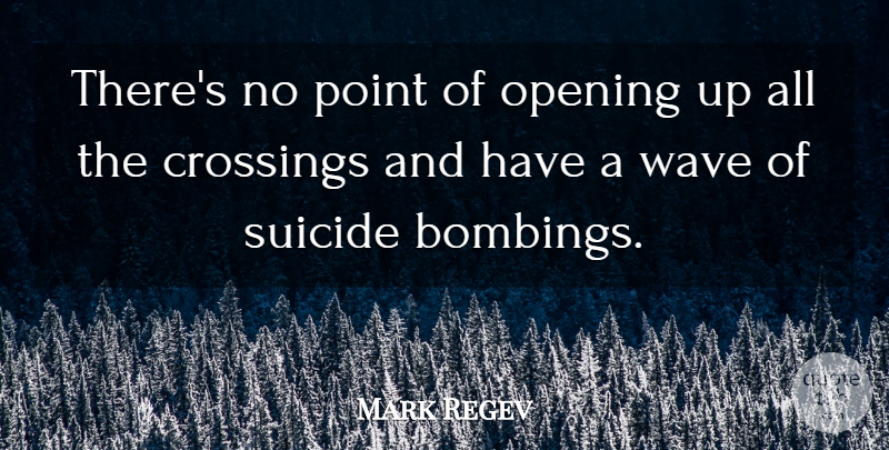 Mark Regev Quote About Opening, Point, Suicide, Wave: Theres No Point Of Opening...