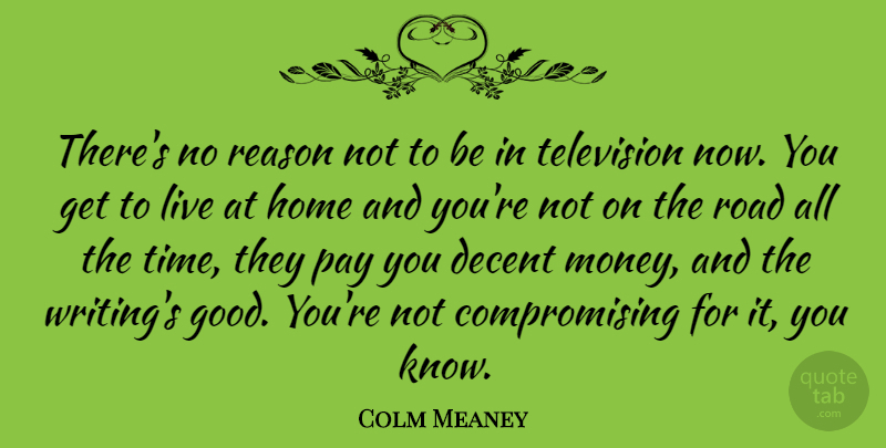 Colm Meaney Quote About Decent, Home, Money, Pay, Reason: Theres No Reason Not To...
