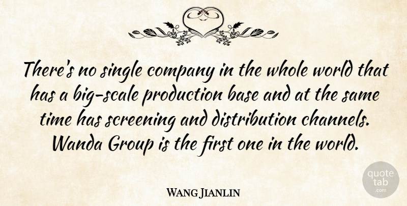 Wang Jianlin Quote About Base, Production, Screening, Single, Time: Theres No Single Company In...