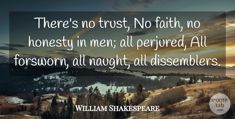 William Shakespeare Quote About Trust, Honesty, Men: Theres No Trust No Faith...