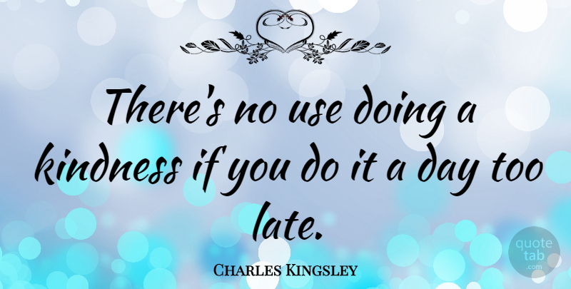 Charles Kingsley Quote About Kindness, Reality, Generosity: Theres No Use Doing A...