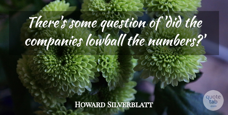 Howard Silverblatt Quote About Companies, Question: Theres Some Question Of Did...
