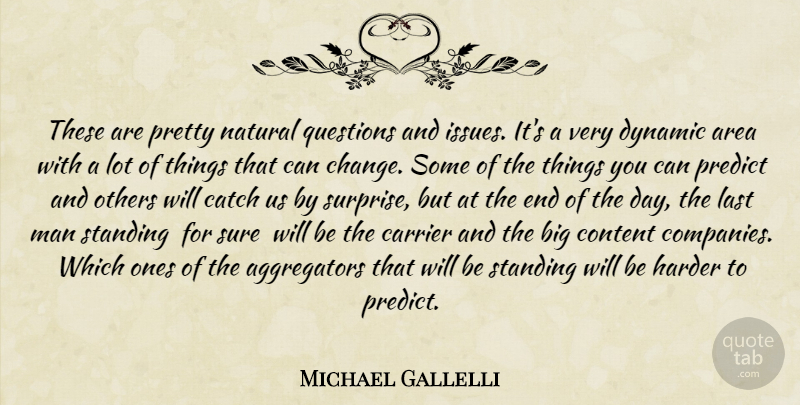 Michael Gallelli Quote About Area, Catch, Content, Dynamic, Harder: These Are Pretty Natural Questions...