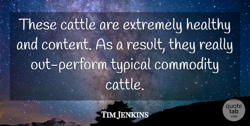 Tim Jenkins Quote About Cattle, Commodity, Extremely, Healthy, Typical: These Cattle Are Extremely Healthy...