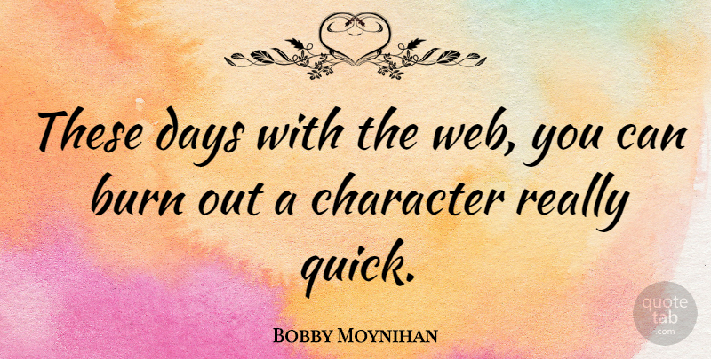 Bobby Moynihan Quote About Character, These Days, Burn Out: These Days With The Web...