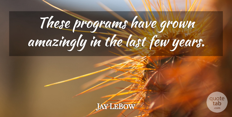 Jay LeBow Quote About Amazingly, Few, Grown, Last, Programs: These Programs Have Grown Amazingly...
