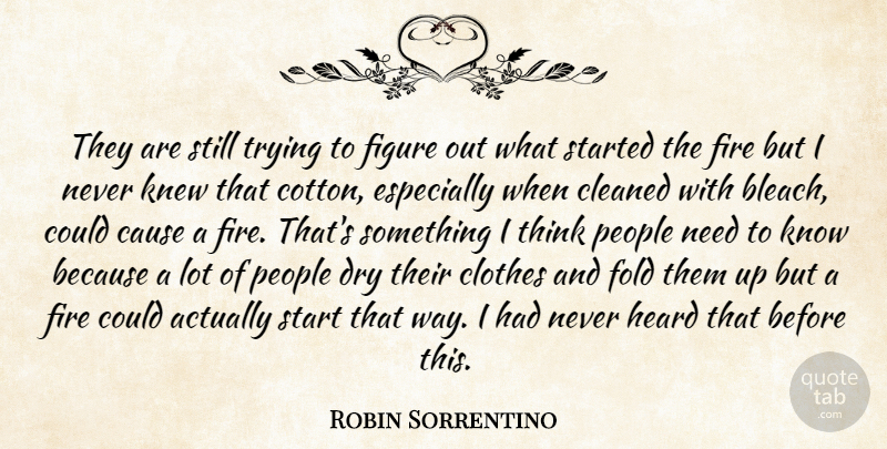 Robin Sorrentino Quote About Cause, Cleaned, Clothes, Dry, Figure: They Are Still Trying To...