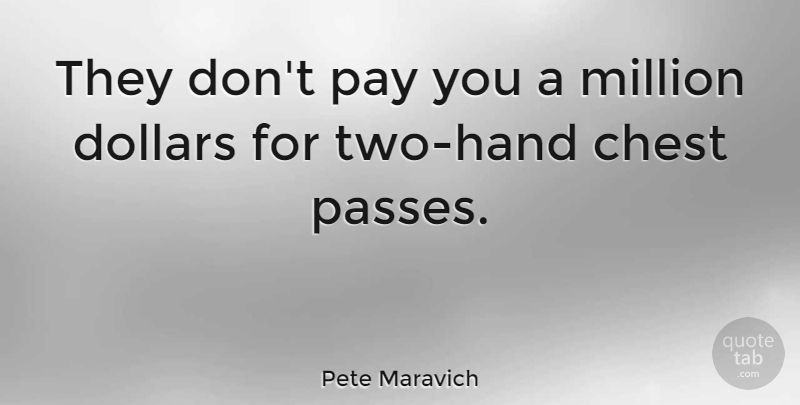 Pete Maravich Quote About Basketball, Hands, Two: They Dont Pay You A...