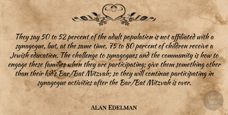 Alan Edelman Quote About Activities, Adult, Affiliated, Challenge, Children: They Say 50 To 52...