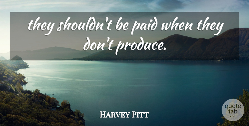 Harvey Pitt Quote About Paid: They Shouldnt Be Paid When...