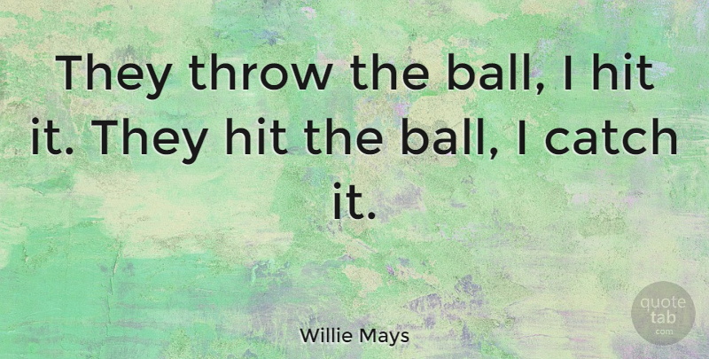 Willie Mays Quote About Sports, Inspirational Sports, Balls: They Throw The Ball I...