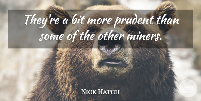 Nick Hatch Quote About Bit, Prudent: Theyre A Bit More Prudent...