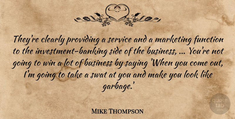 Mike Thompson Quote About Business, Clearly, Function, Marketing, Providing: Theyre Clearly Providing A Service...