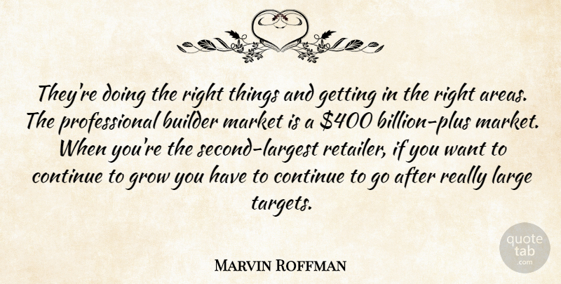 Marvin Roffman Quote About Builder, Continue, Grow, Large, Market: Theyre Doing The Right Things...