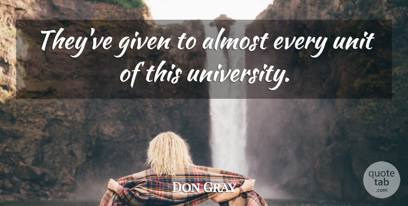 Don Gray Quote About Almost, Given, Unit: Theyve Given To Almost Every...
