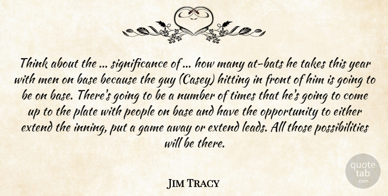 Jim Tracy Quote About Base, Either, Extend, Front, Game: Think About The Significance Of...
