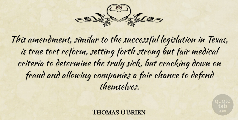Thomas O'Brien Quote About Allowing, Chance, Companies, Cracking, Criteria: This Amendment Similar To The...