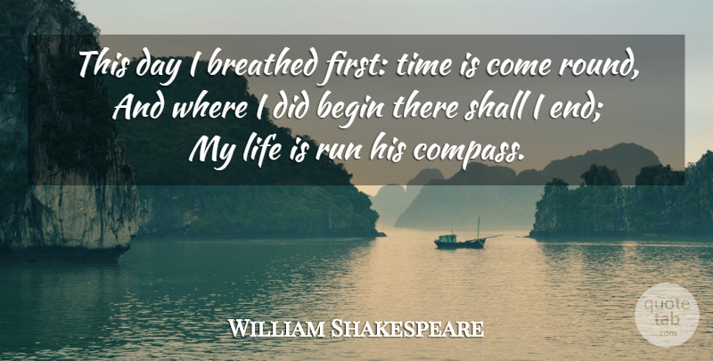 William Shakespeare Quote About Life, Running, Firsts: This Day I Breathed First...