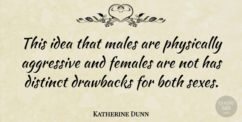 Katherine Dunn Quote About Sex, Ideas, Males: This Idea That Males Are...