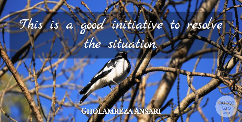 Gholamreza Ansari Quote About Good, Initiative, Resolve: This Is A Good Initiative...