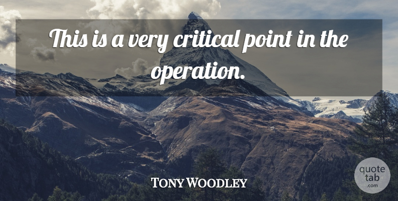 Tony Woodley Quote About Critical, Point: This Is A Very Critical...