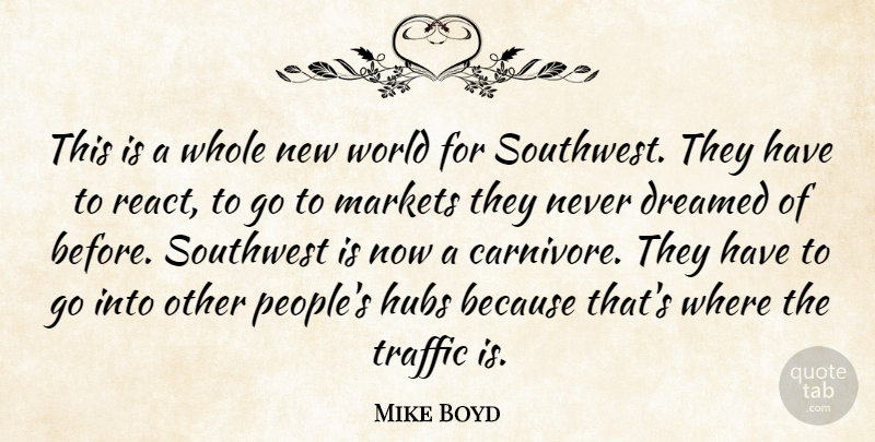 Mike Boyd Quote About Dreamed, Markets, Traffic: This Is A Whole New...