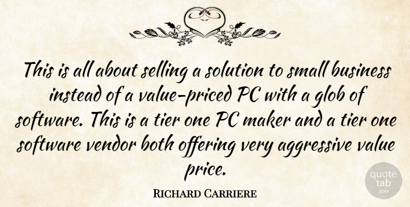 Richard Carriere Quote About Aggressive, Both, Business, Instead, Maker: This Is All About Selling...