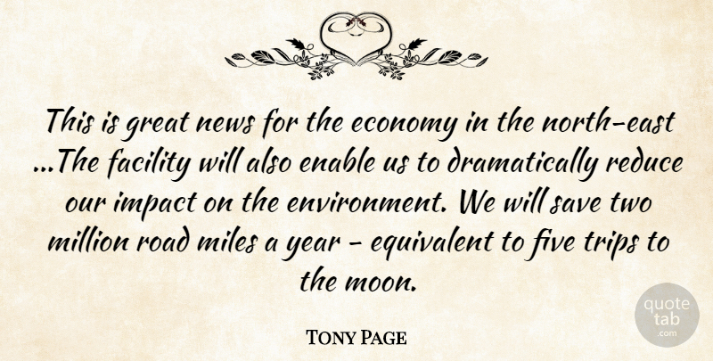 Tony Page Quote About Economy, Enable, Equivalent, Facility, Five: This Is Great News For...