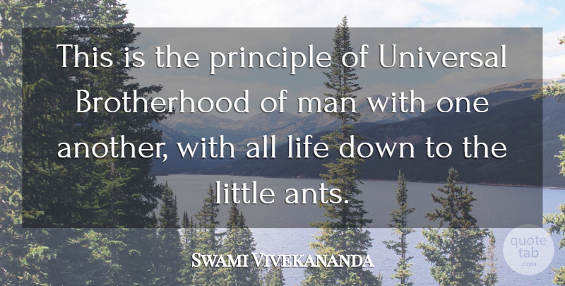Swami Vivekananda Quote About Spiritual, Men, Brotherhood Of Man: This Is The Principle Of...