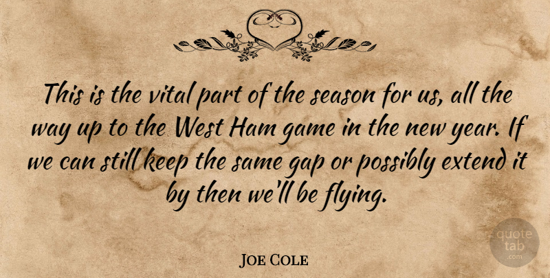 Joe Cole Quote About Extend, Game, Gap, Ham, Possibly: This Is The Vital Part...