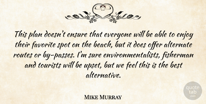 Mike Murray Quote About Alternate, Best, Enjoy, Ensure, Favorite: This Plan Doesnt Ensure That...